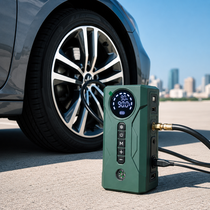 Jump Starter + air compressor منفاخ + جامب ستارتر للبطارية